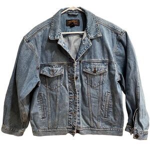 Vintage Eddie Bauer Jean Jacket Mens M Denim 80s Blue Type 3 Rigid Cotton Cowboy
